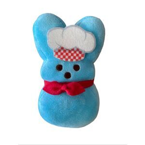 Peeps Blue Red Bow Tie Chef Hat Bunny Plush Stuffed Animal Toy 6"